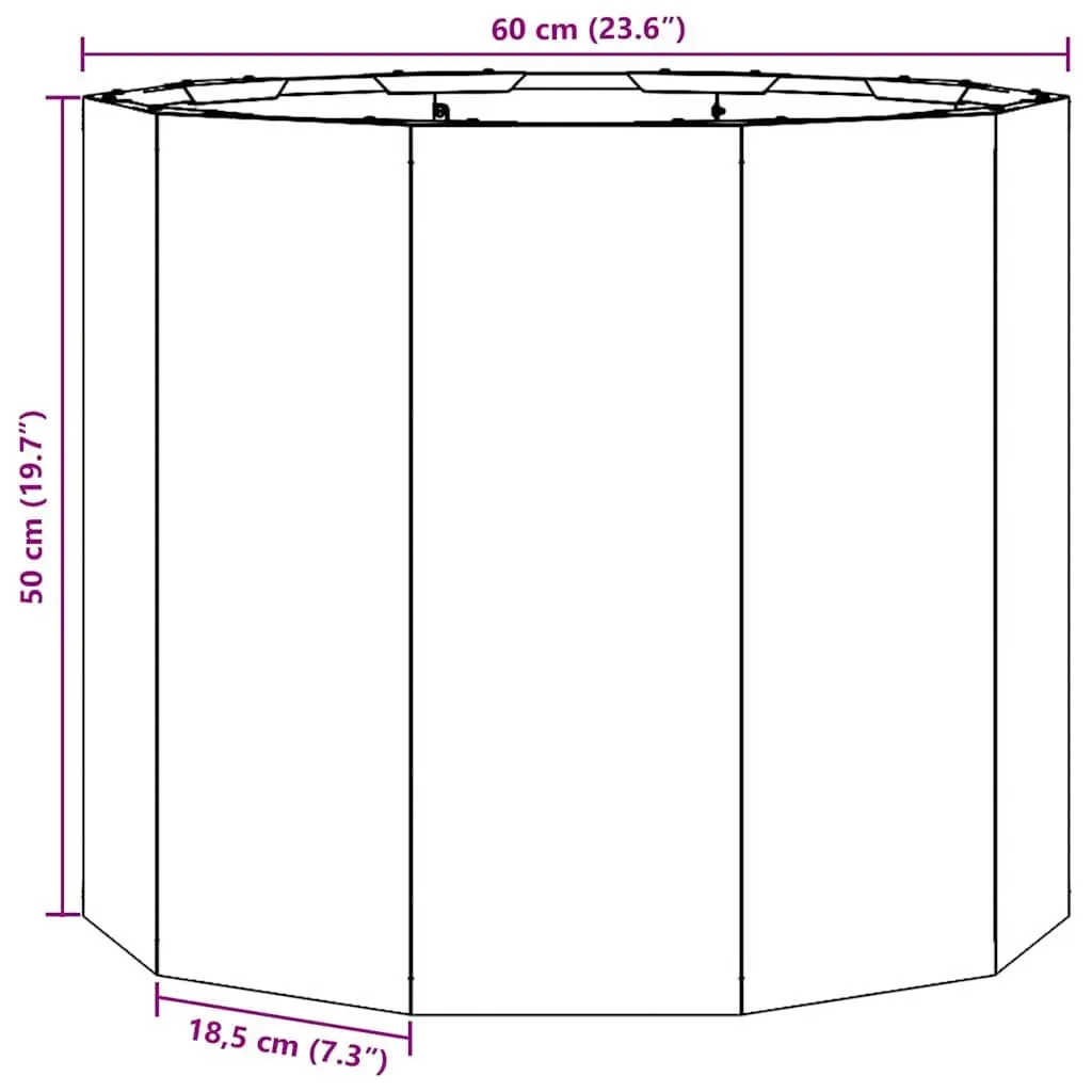 Round Steel Garden Planter 60x60x50cm Black