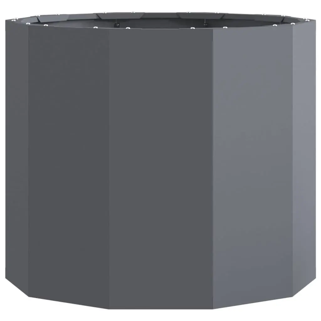 Round Steel Garden Planter 60x60x50cm Anthracite Outdoor Pot Container