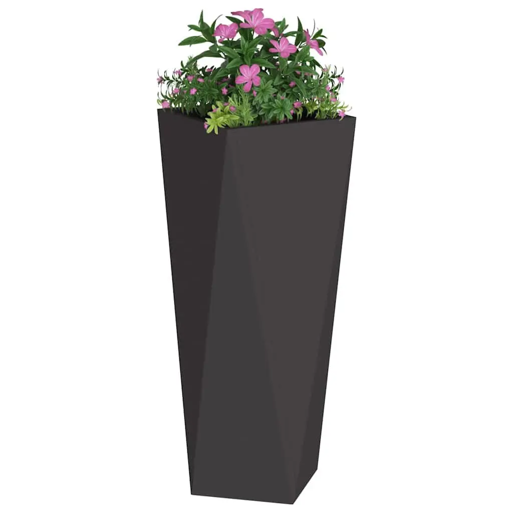 Steel Planter Box Rectangular 30 x 30 x 75 cm Black 2 pcs Set Outdoor Garden Pot