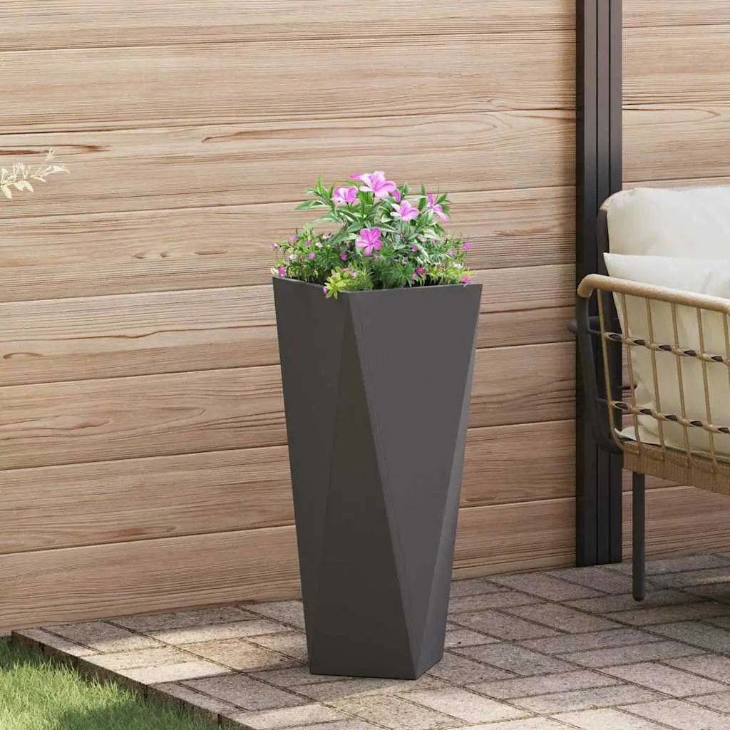 Steel Planter Box Rectangular 30 x 30 x 75 cm Black 2 pcs Set Outdoor Garden Pot