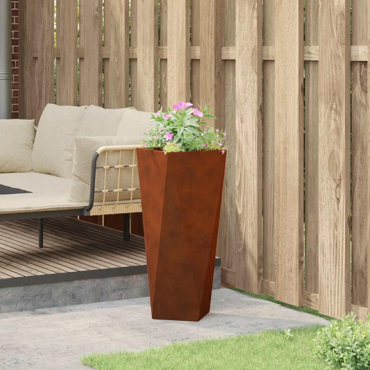 Planter Rusty 30x30x75cm Weathering Steel Garden Outdoor Rectangular Box