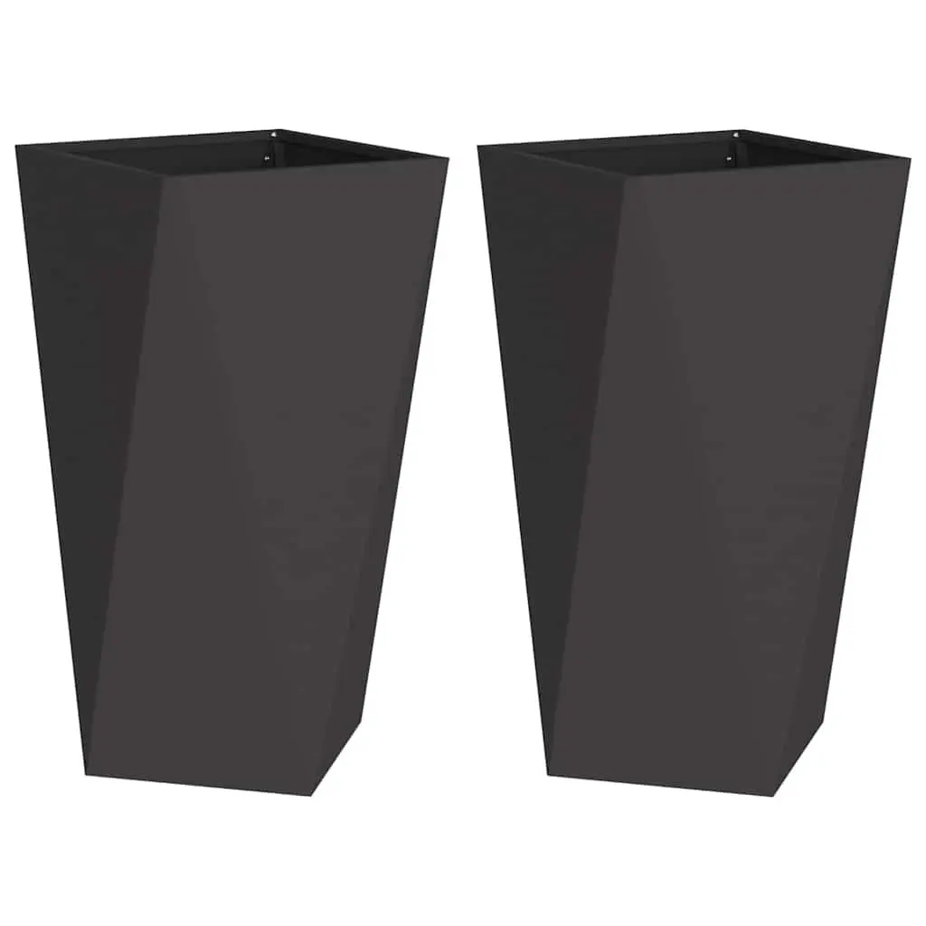 Steel Planter 2 Pcs Black 40 x 40 x 75 cm Outdoor Garden Pot Box Decorative
