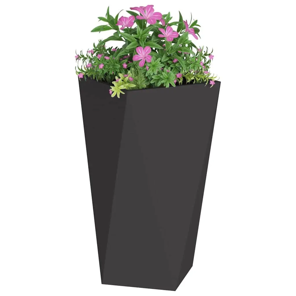 Steel Planter 2 Pcs Black 40 x 40 x 75 cm Outdoor Garden Pot Box Decorative