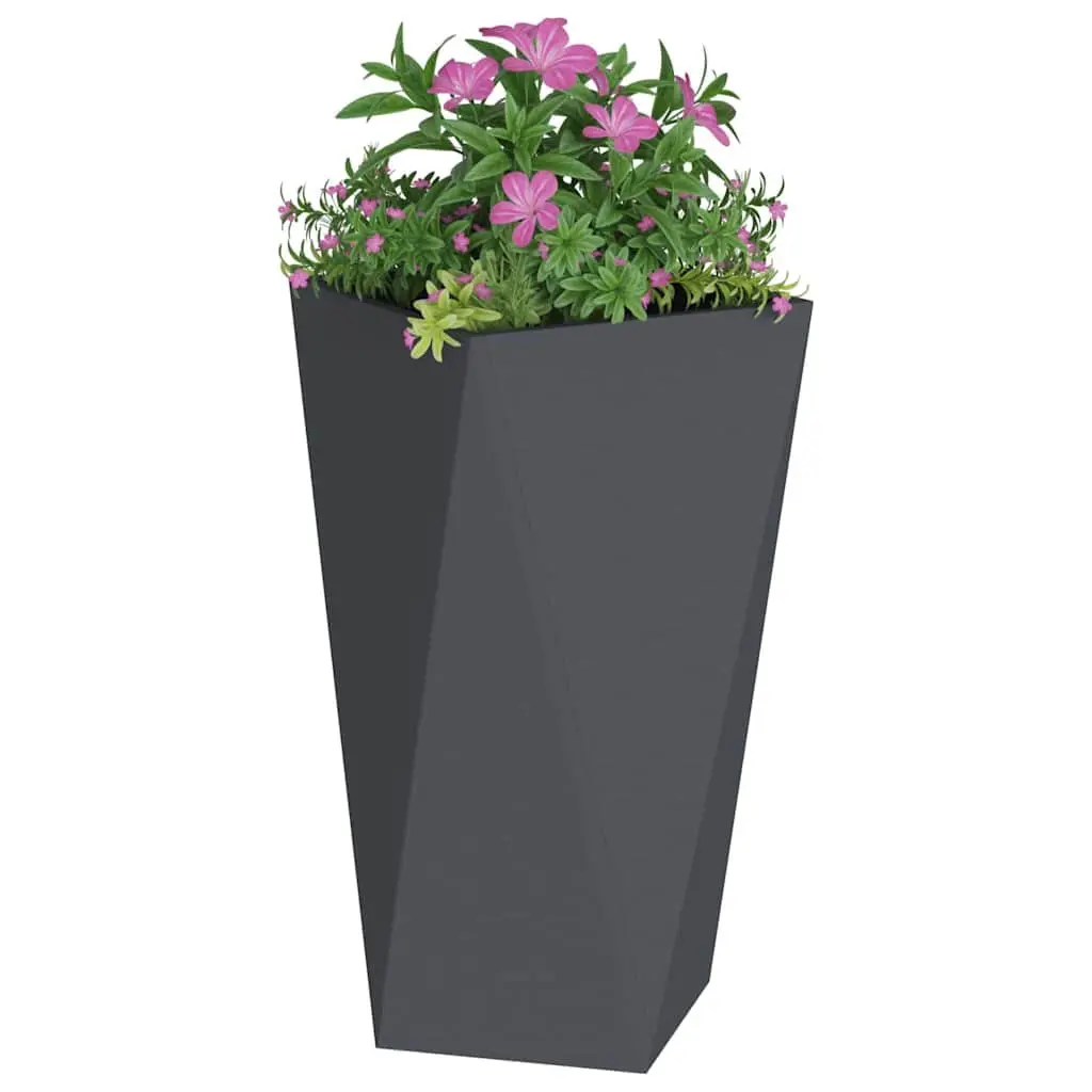 Steel Garden Planter 2 pcs Anthracite Outdoor Pot Box Rectangular 40x40x75cm