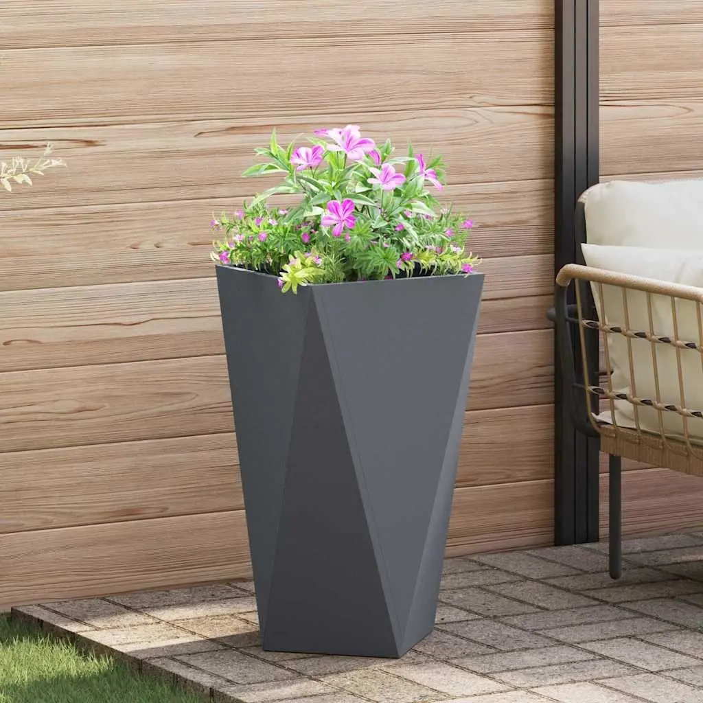 Steel Garden Planter 2 pcs Anthracite Outdoor Pot Box Rectangular 40x40x75cm