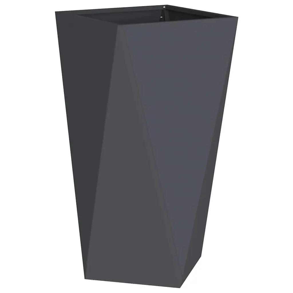 Steel Garden Planter 2 pcs Anthracite Outdoor Pot Box Rectangular 40x40x75cm