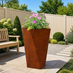 Practical Rectangular Steel Planter for Gardens and Patios