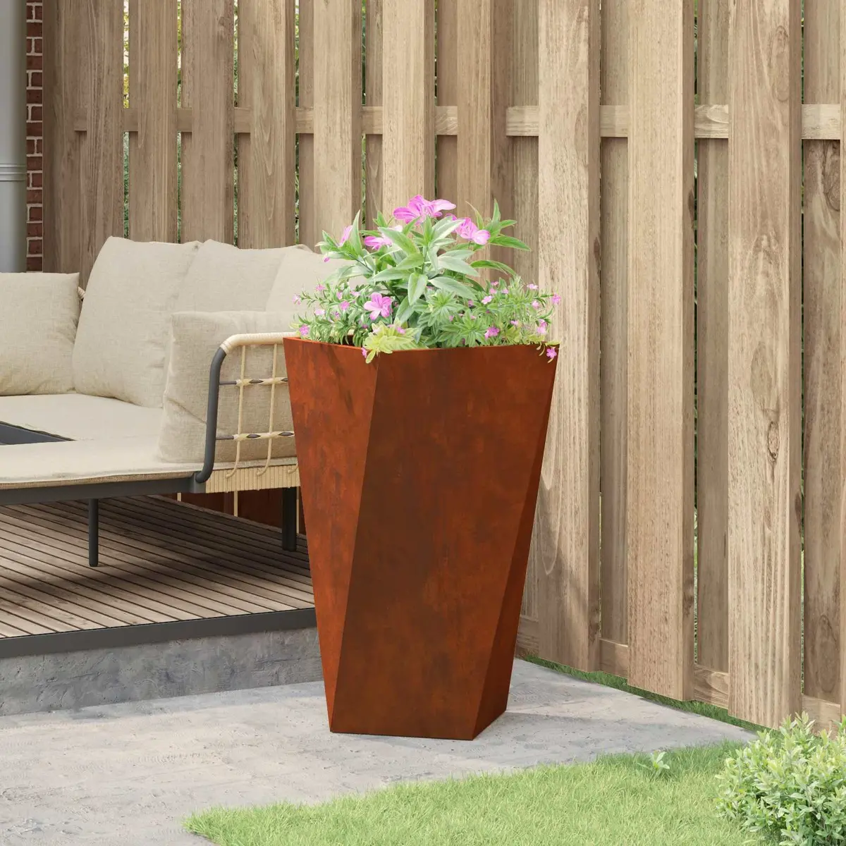 Rectangular Steel Planter for Gardens and Patios