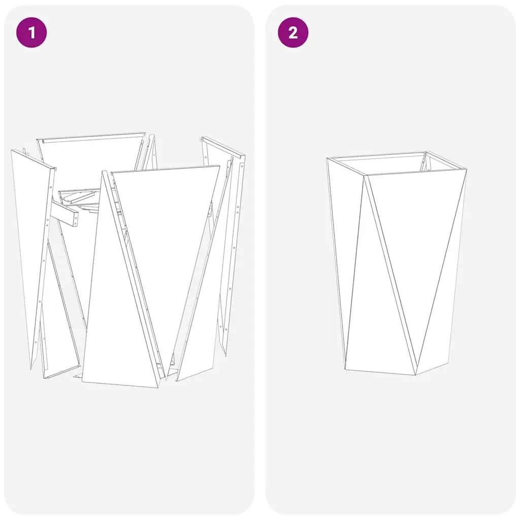 Set of 2 Rectangular Steel Outdoor Garden Planters Brown
