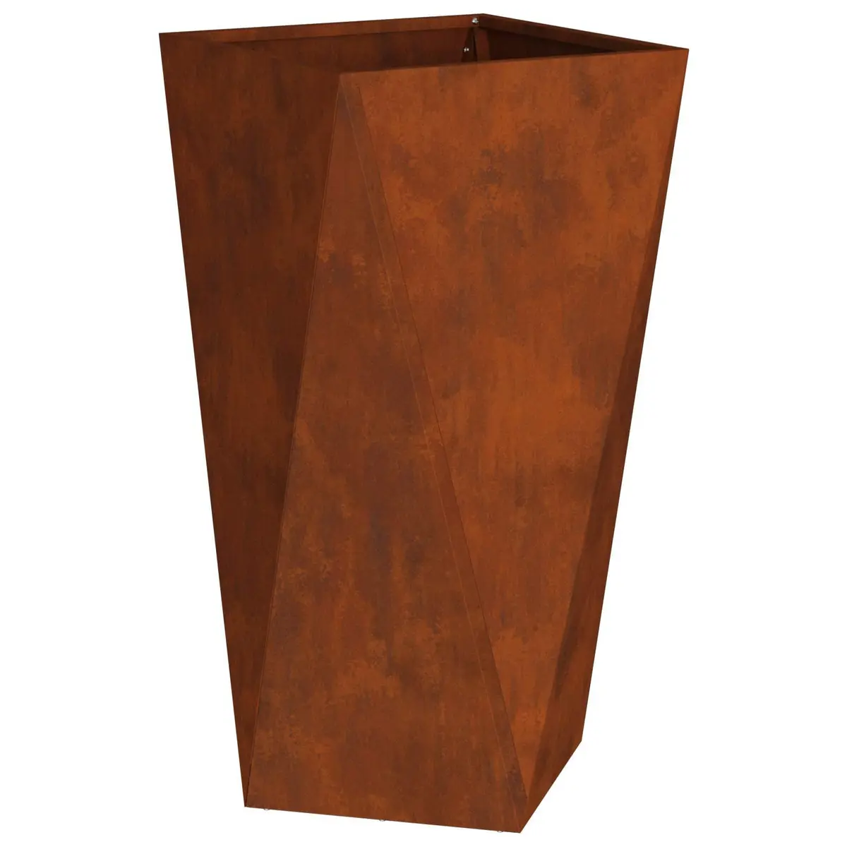 Set of 2 Rectangular Steel Outdoor Garden Planters Brown