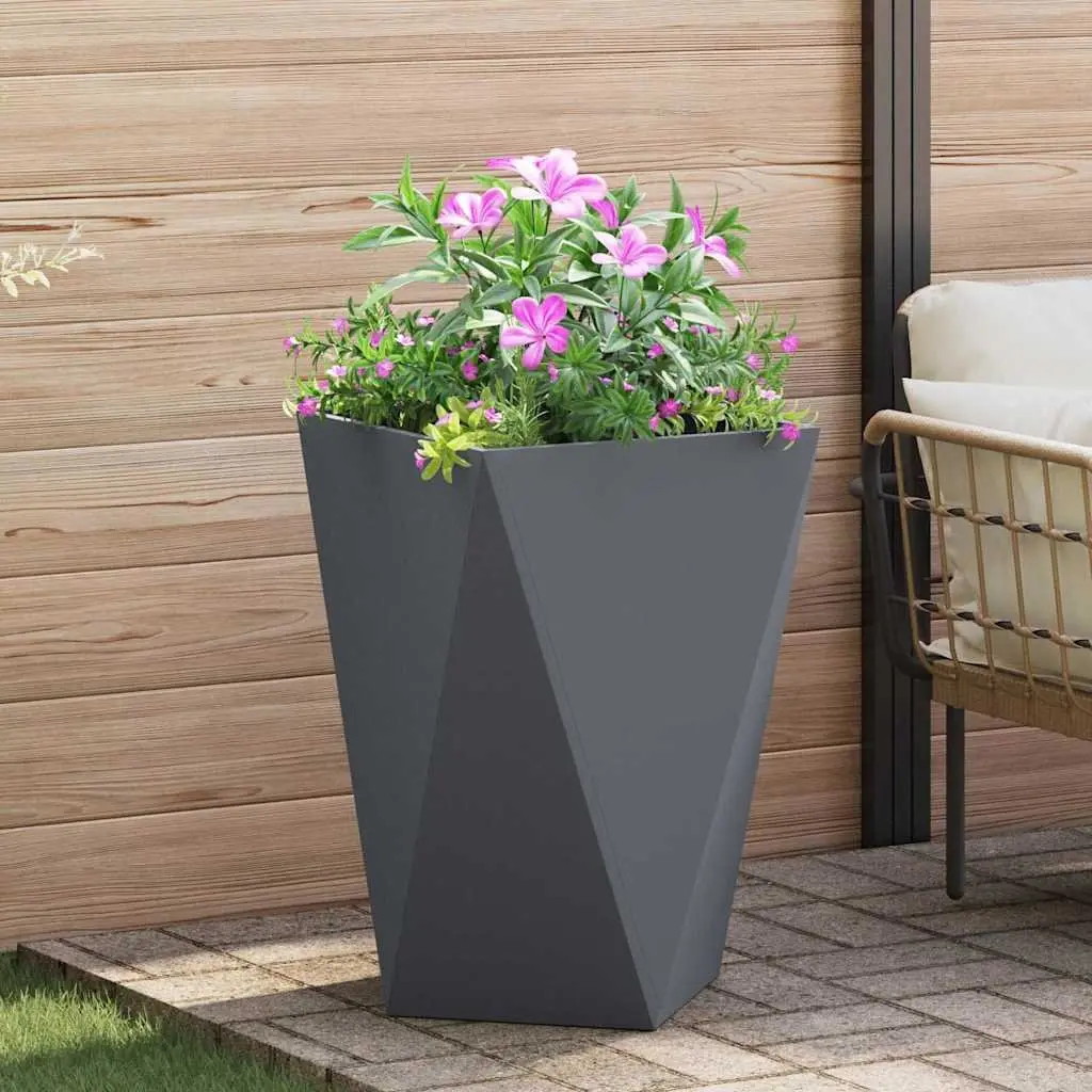 Outdoor Planter Box Anthracite Steel 50x50x75cm 2 Pieces Sturdy Construction