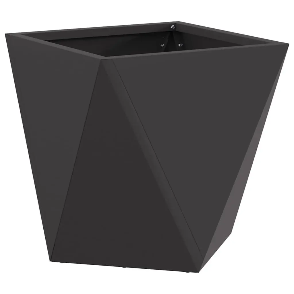 Steel Planter Box 30x30x30cm Black Outdoor Garden Pot Corrugated Design Set of 2