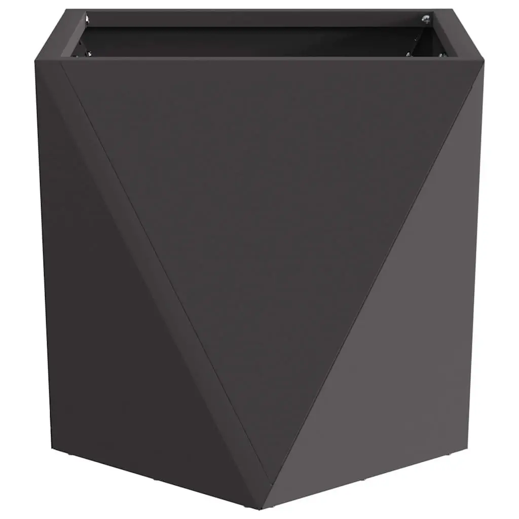 Steel Planter Box 30x30x30cm Black Outdoor Garden Pot Corrugated Design Set of 2