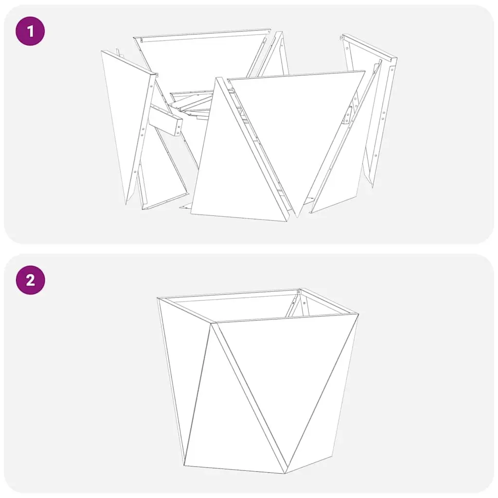 Steel Planter Box 30x30x30cm Black Outdoor Garden Pot Corrugated Design Set of 2