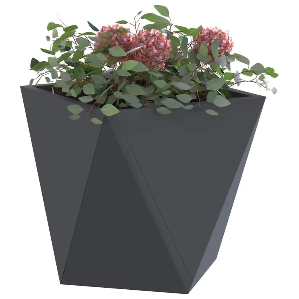 Steel Garden Planter Box 30cm Outdoor Pots Anthracite Set of 2 Modern Design