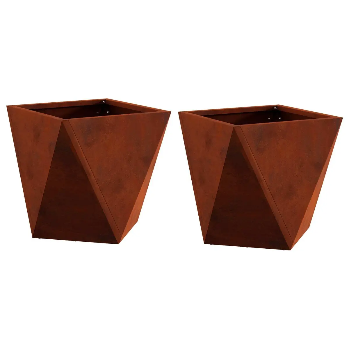 Garden Planter Steel Box 30x30x30cm Weathering Rusty Brown 2 pcs Set