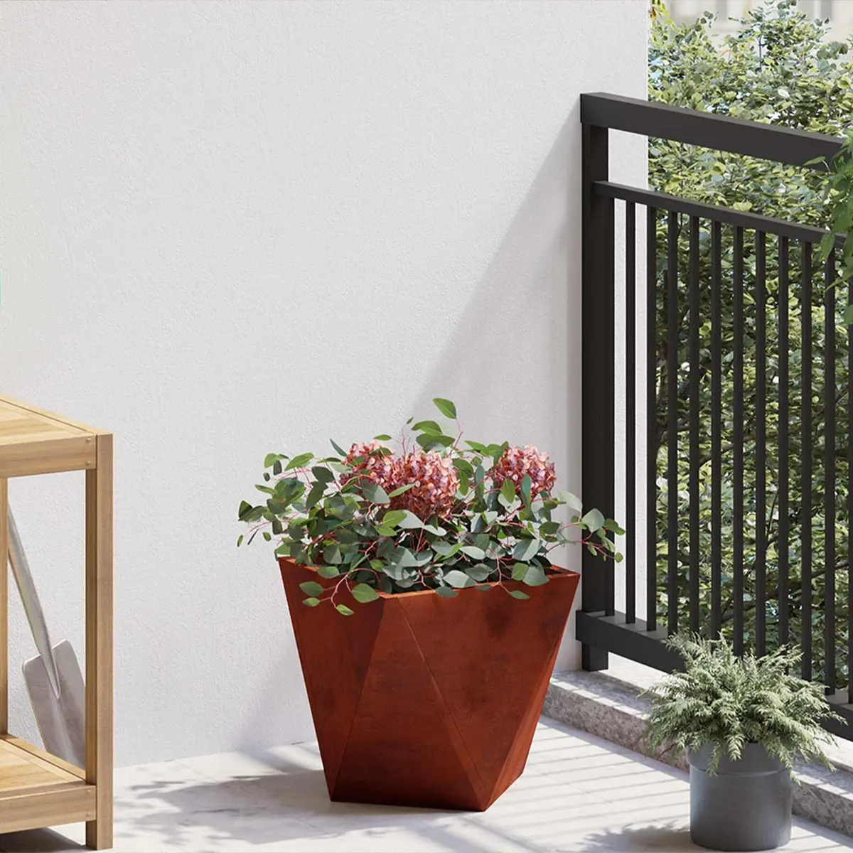 Garden Planter Steel Box 30x30x30cm Weathering Rusty Brown 2 pcs Set