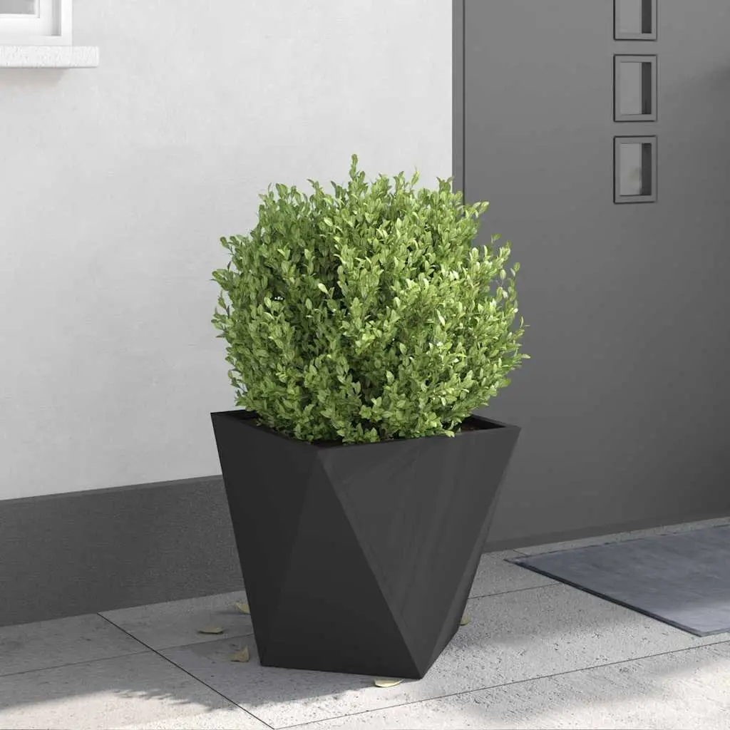 Steel Planter Box Corrugated 40x40x40cm Black Outdoor Garden Pot