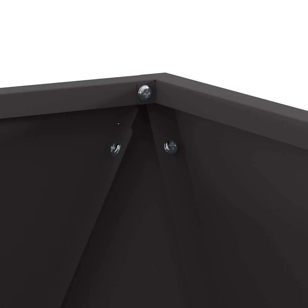 Steel Planter Box Corrugated 40x40x40cm Black Outdoor Garden Pot