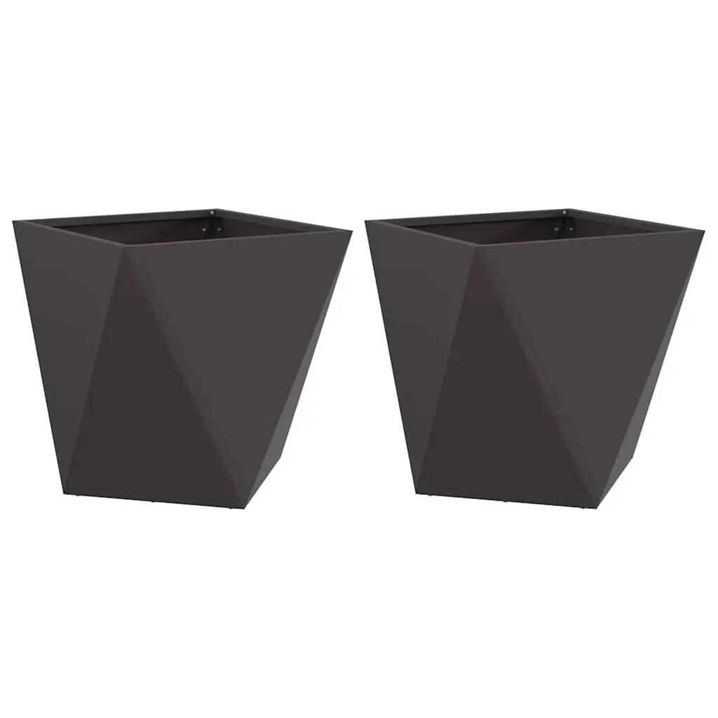 Steel Garden Planter Box 40x40x40cm Black Outdoor Patio Decorative Plant