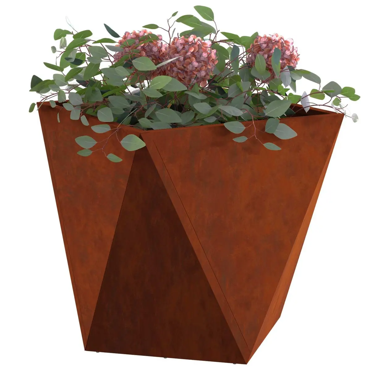 Steel Garden Planter Box 40x40x40cm Outdoor Weathering Rusty Brown Corrugated