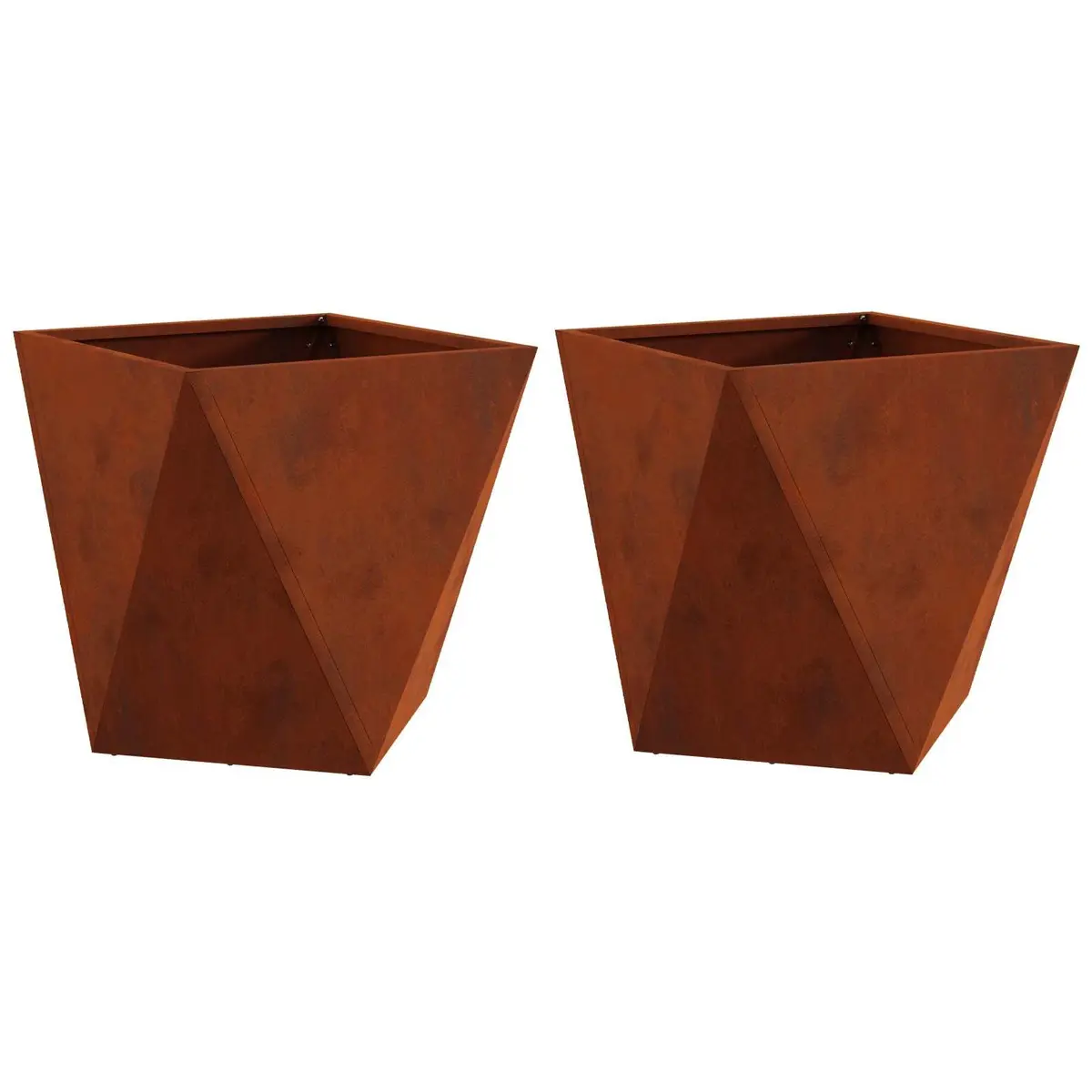 Garden Planter Steel 40cm Brown Outdoor Pot Weathering Box