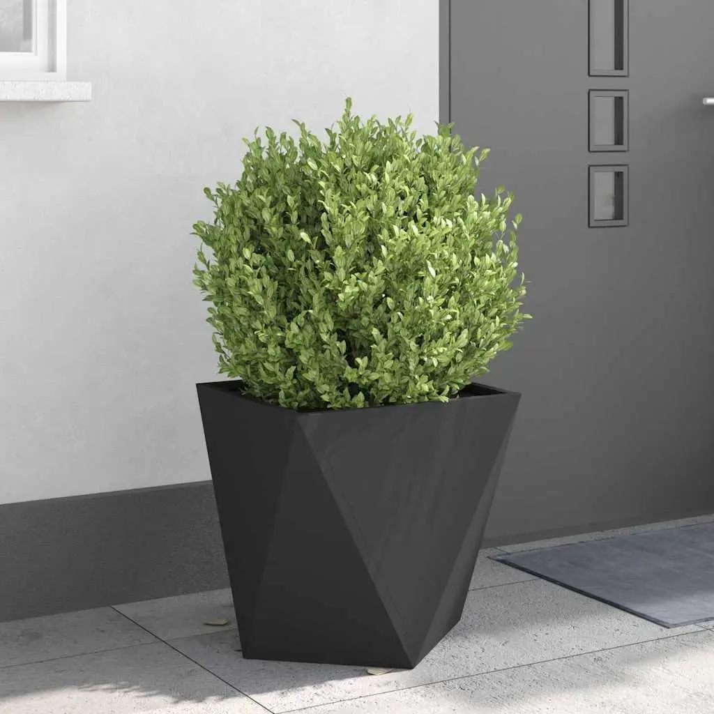Steel Garden Planter Box Corrugated 50x50x50cm Black