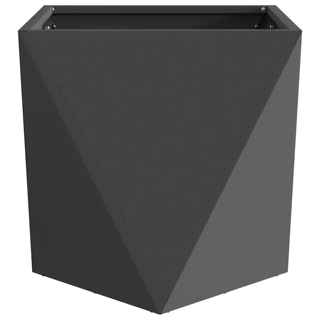 Steel Garden Planter Box Corrugated 50x50x50cm Black
