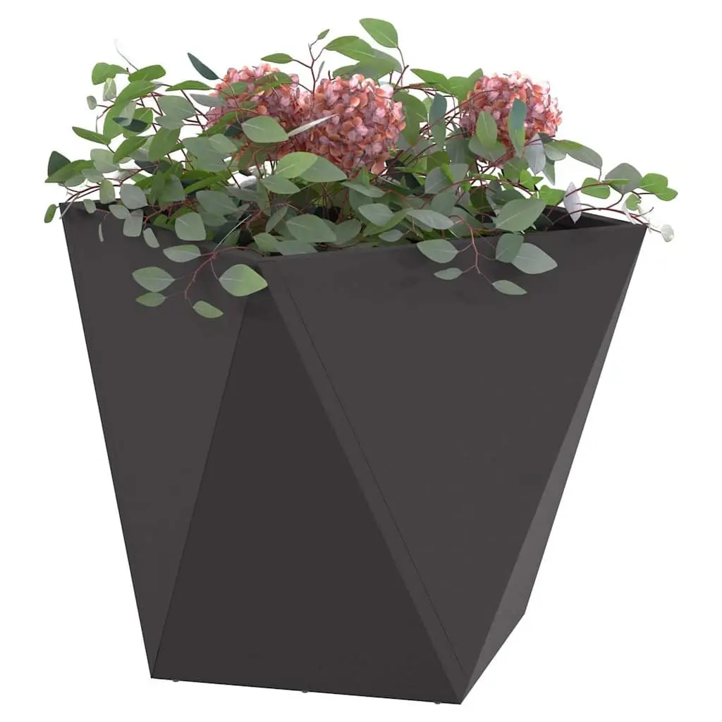 Steel Garden Planter Box 50x50x50cm Black Rectangular Outdoor Pot