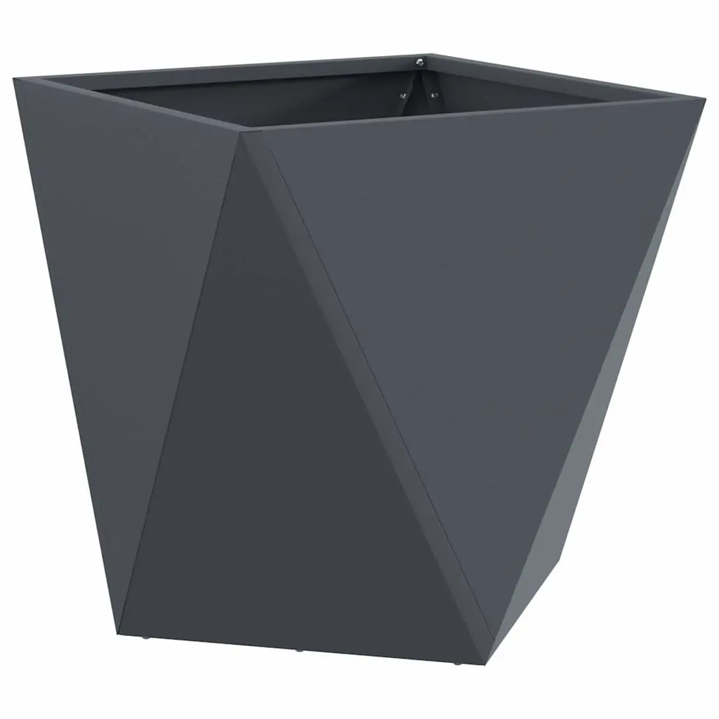Steel Planter Box 50x50x50cm Anthracite Garden Outdoor Pot Corrugated Sides Set