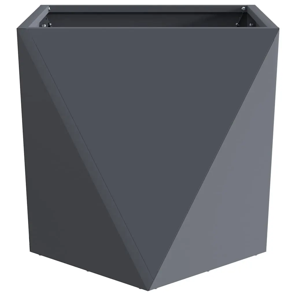 Steel Planter Box 50x50x50cm Anthracite Garden Outdoor Pot Corrugated Sides Set