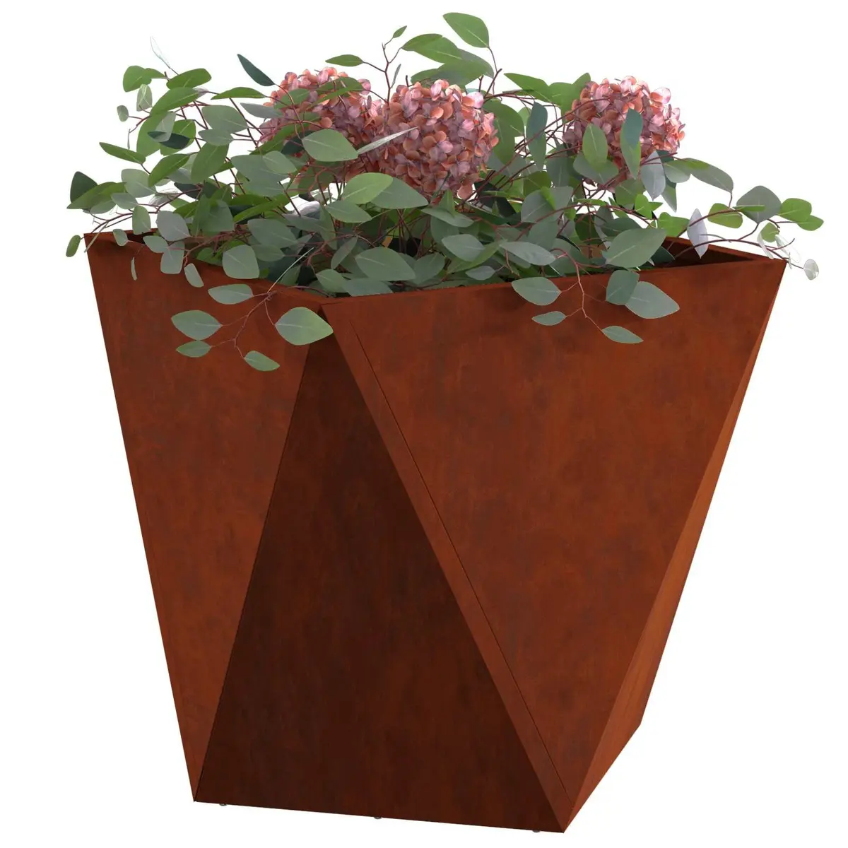 Garden Planter Box Steel 50x50x50cm Brown Corrugated Outdoor