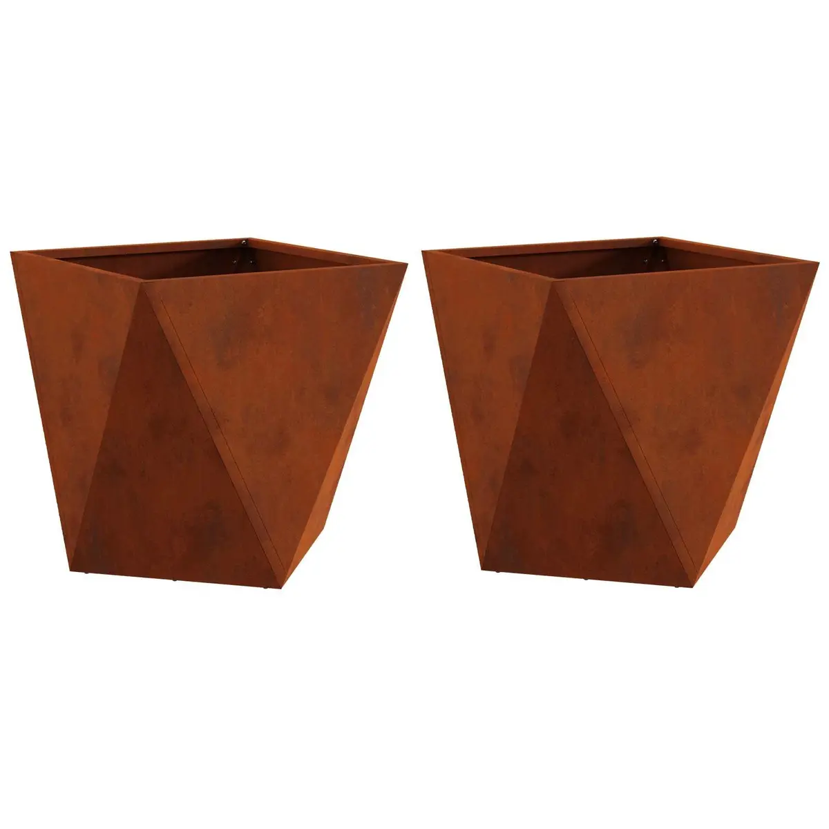 Garden Planter 2 pcs Steel Outdoor Pot Box 50 x 50 x 50 cm Terrace Decoration