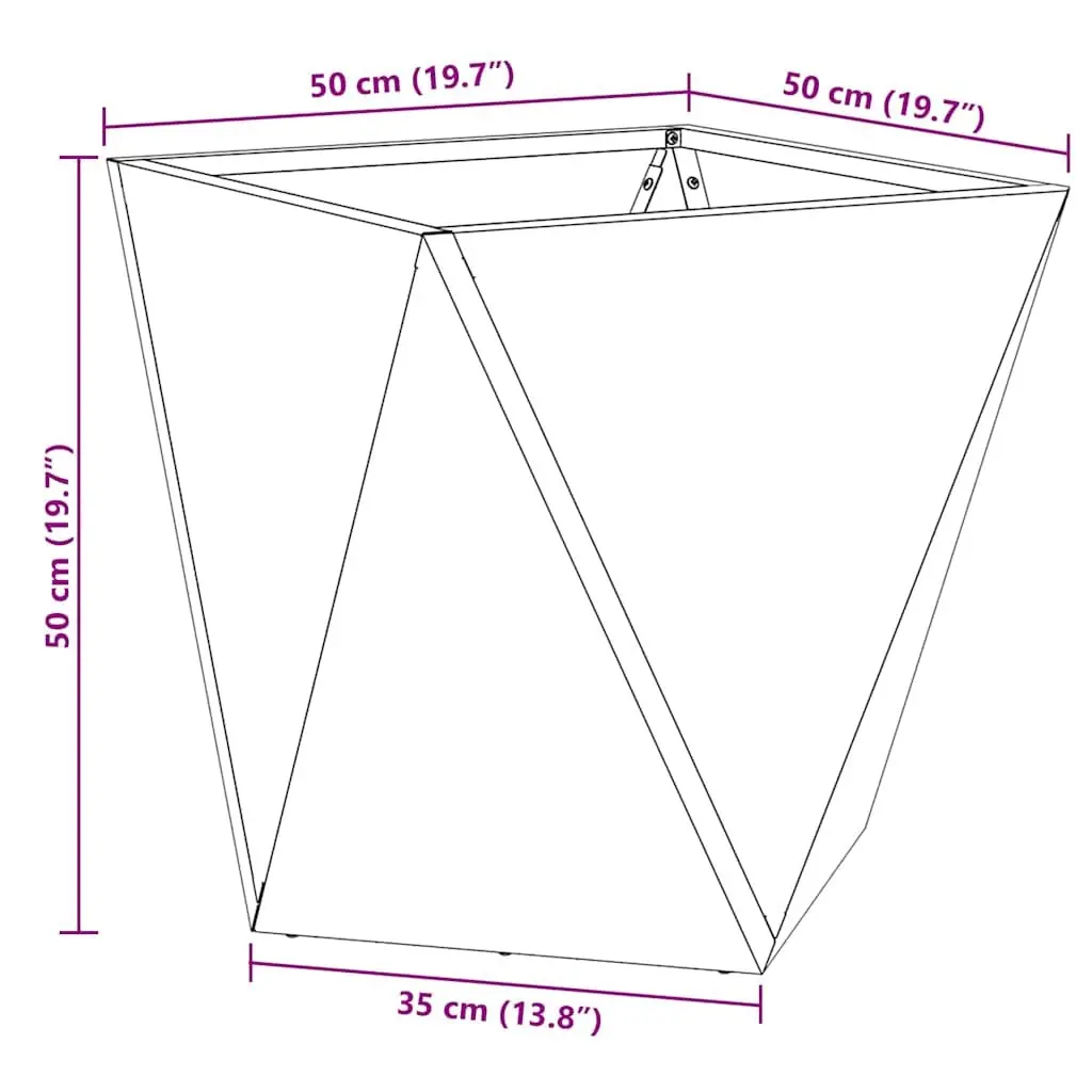 Garden Planter 2 pcs Steel Outdoor Pot Box 50 x 50 x 50 cm Terrace Decoration