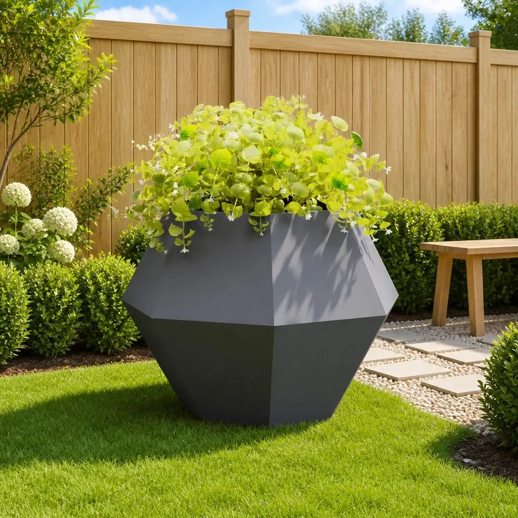 Steel Rectangular Garden Planter 100 x 100 x 80 cm Anthracite
