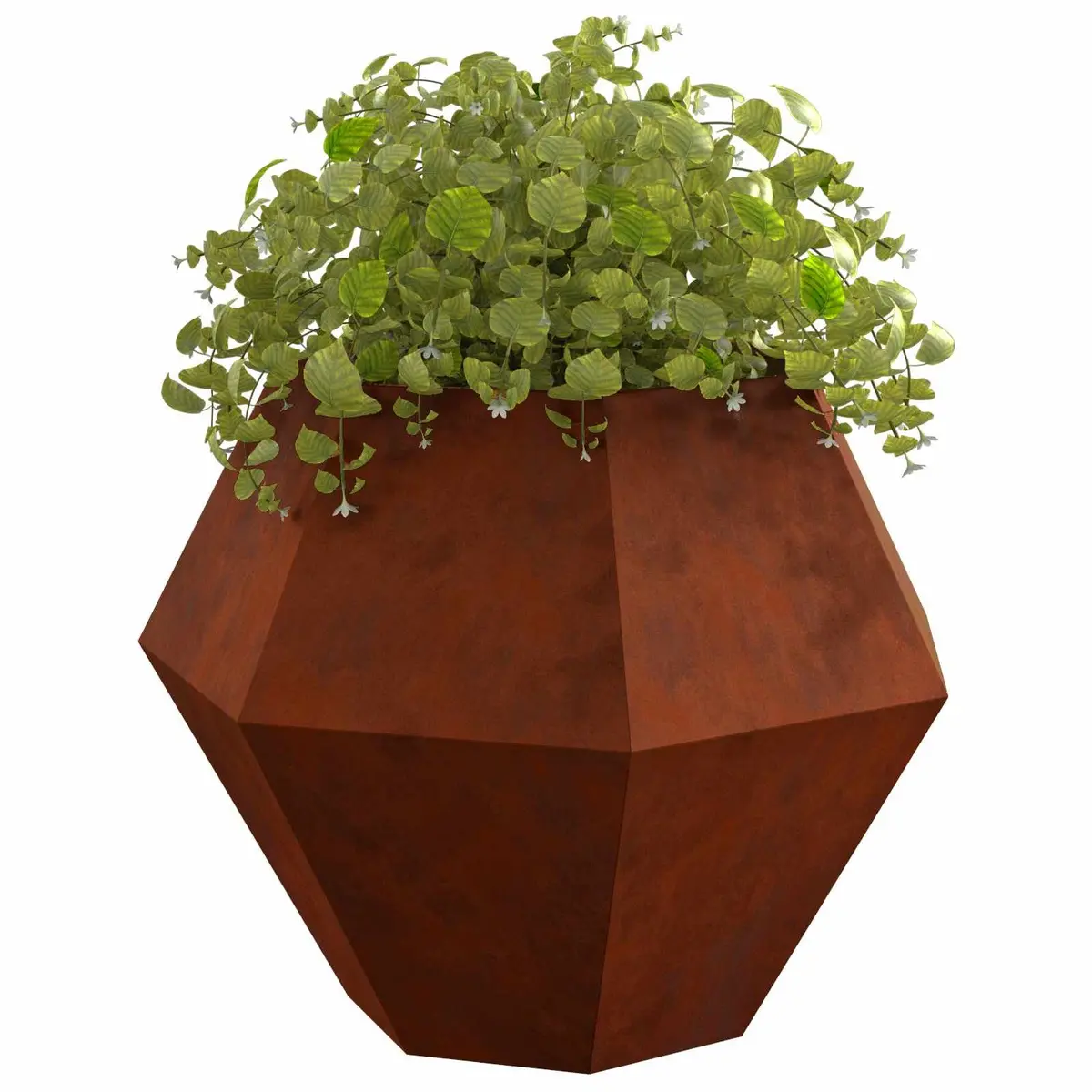 Rectangular Steel Garden Planter Outdoor Patio Terrace Planter Box Brown 100 x 100 x 80 cm