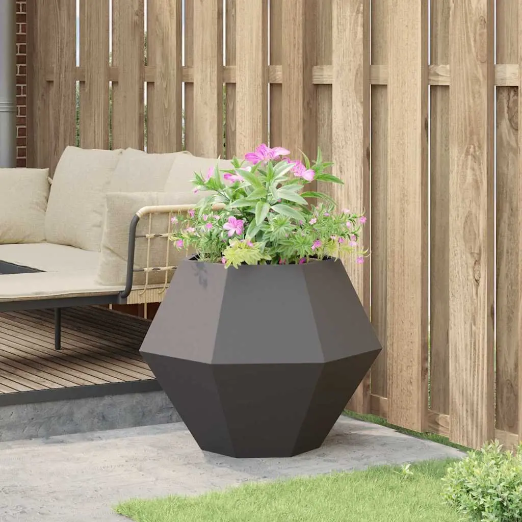Steel Rectangular Garden Planter 75x75x60cm Black Outdoor Pot