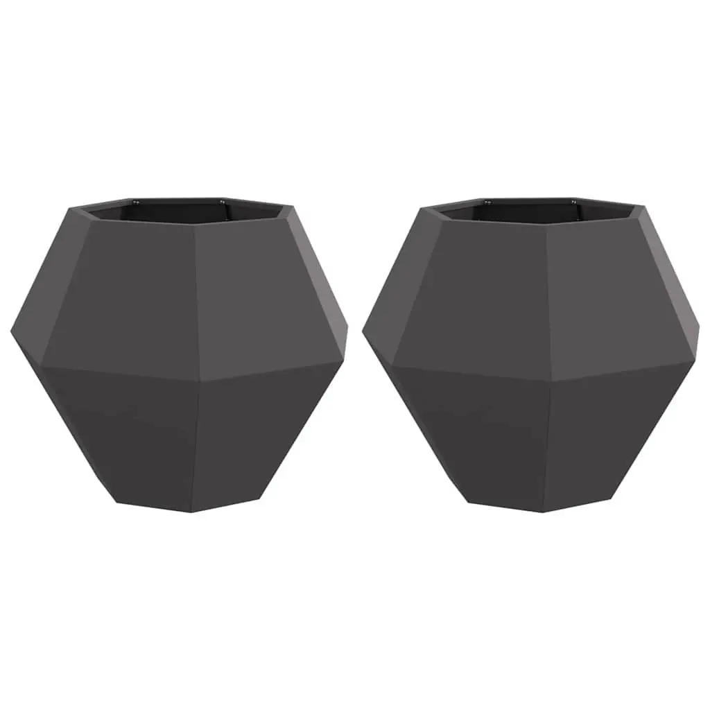 Garden Planter Steel Rectangular 75 x 75 x 60 cm Black 2 pcs