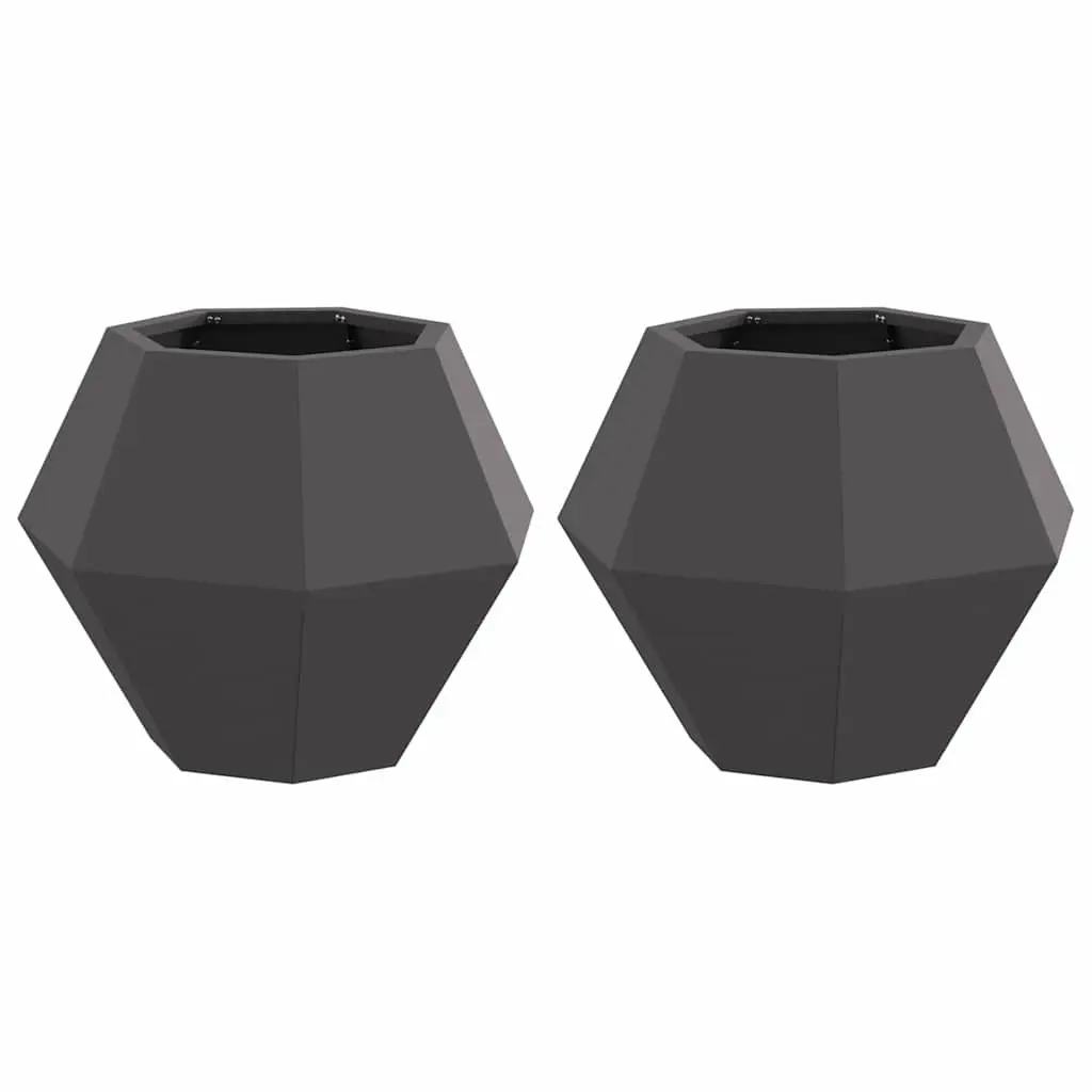 Outdoor Planter Steel Black Rectangular 50x50x40cm 2 Piece Garden Planter
