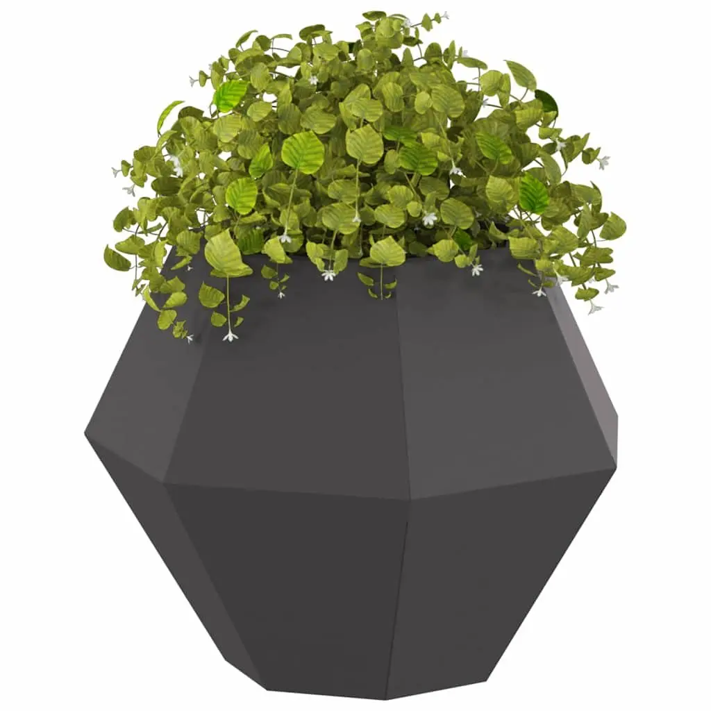 Outdoor Planter Steel Black Rectangular 50x50x40cm 2 Piece Garden Planter