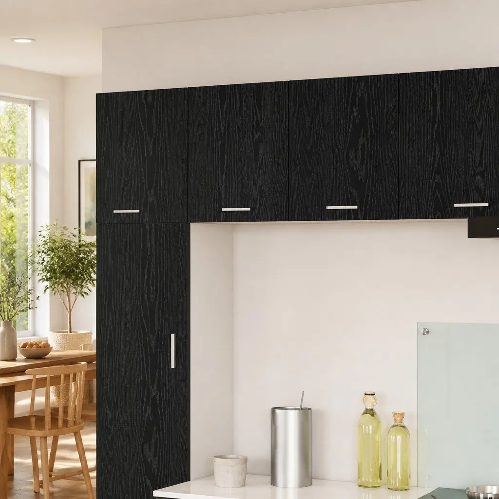 Hanging Kitchen Cabinet with Door Black Oak White 40x31x40cm Modern Storage