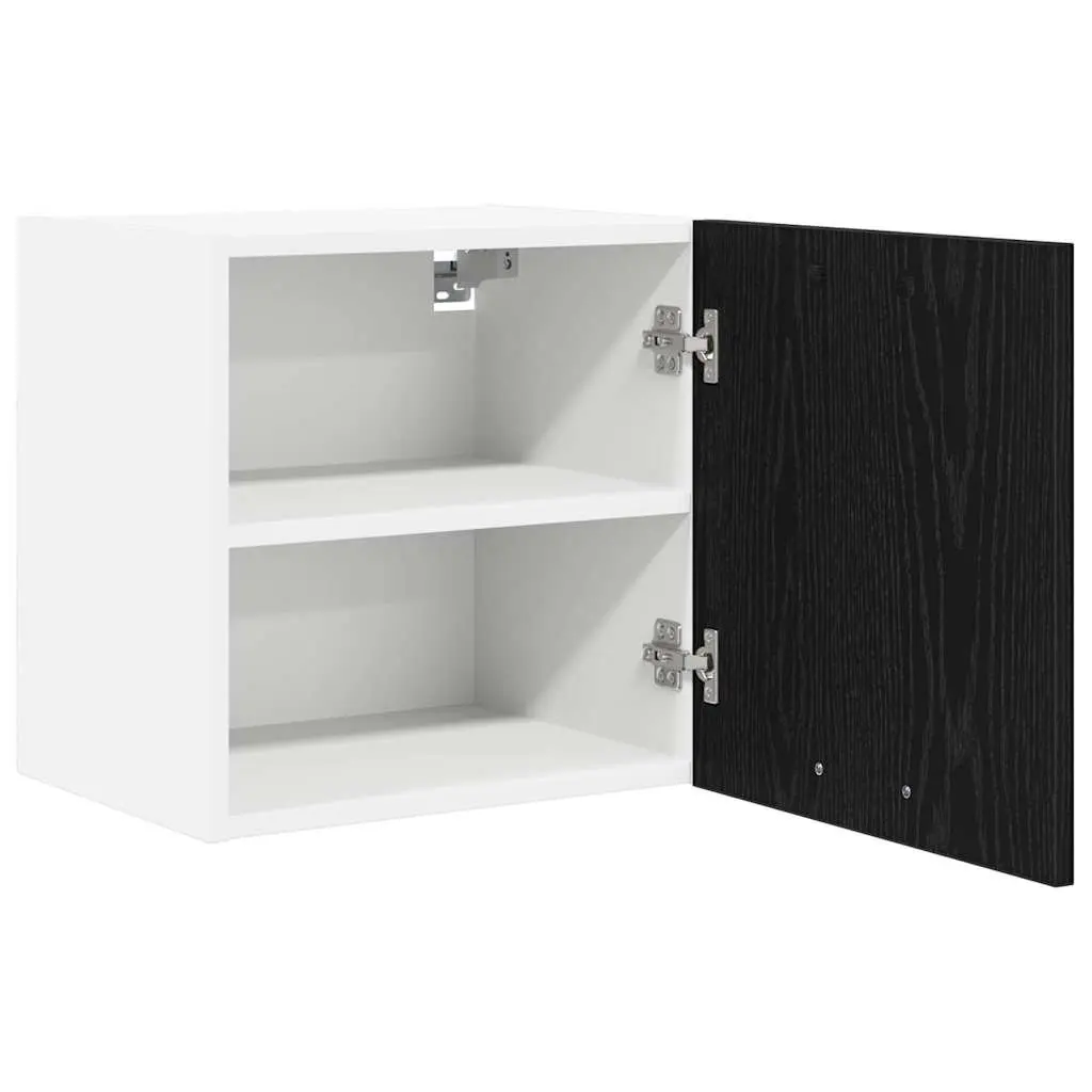 Hanging Kitchen Cabinet with Door Black Oak White 40x31x40cm Modern Storage