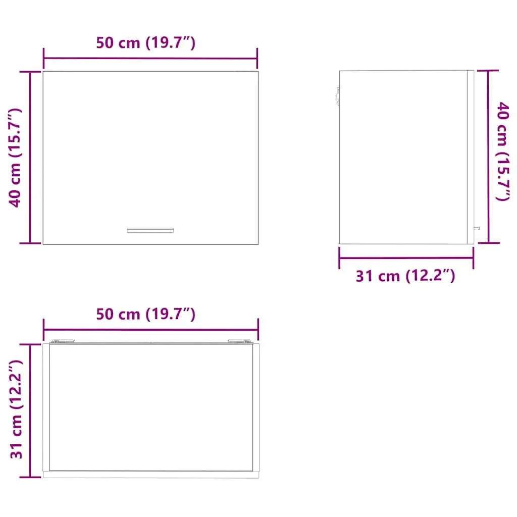 Hanging Cabinet Engineered Wood White Wall Mounted 50x31x40cm Single Door Storage