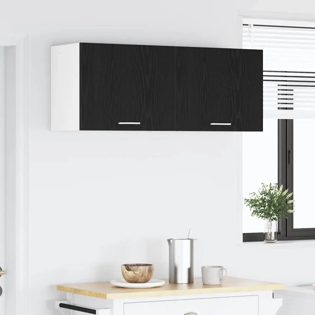 Hanging Kitchen Cabinet with Door Black Oak White Modern Storage 50x31x40cm