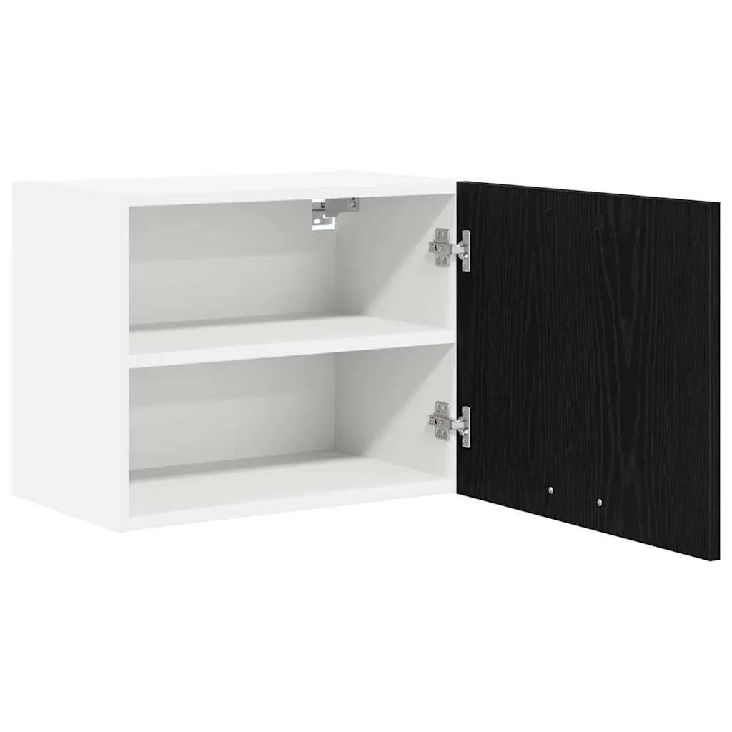 Hanging Kitchen Cabinet with Door Black Oak White Modern Storage 50x31x40cm