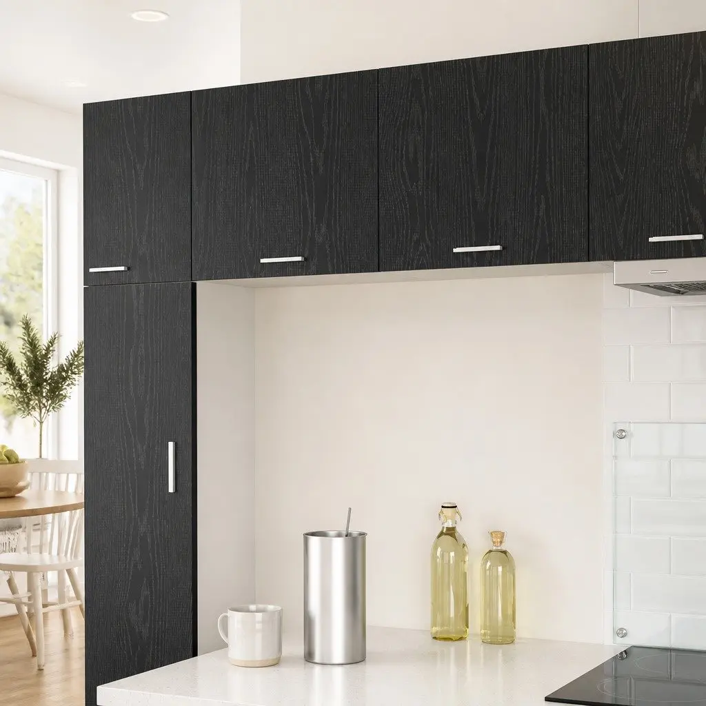 Hanging Kitchen Cabinet Engineered Wood 50x31x40cm Black Oak White Set of 2