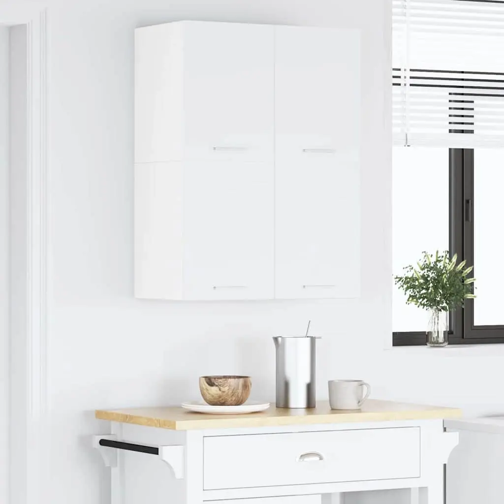 Hanging Kitchen Cabinet 2 pcs White Modern Storage Cupboard 60x31x40cm