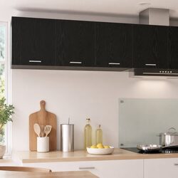 Practical Black Oak Hanging Cabinet for Kitchen Storage