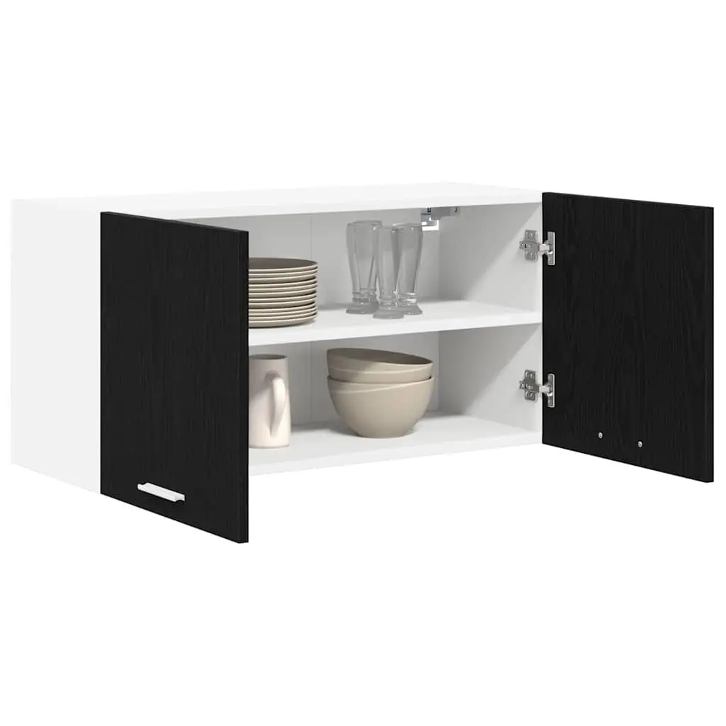 Black Oak Hanging Cabinet for Kitchen Storage