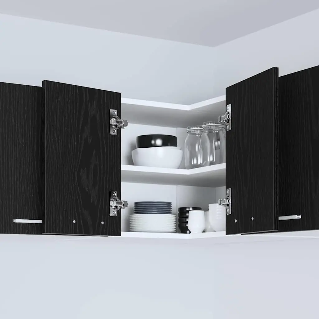 Wall-Mount Kitchen Cabinet Black Oak White 57x57x40cm
